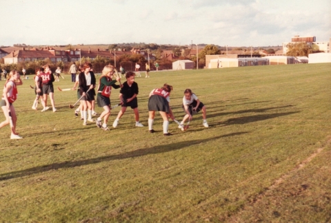 A Hockey match on the school field