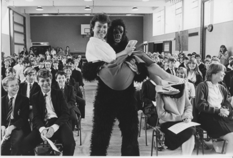Miss Strudwick gets a gorilla-gram
